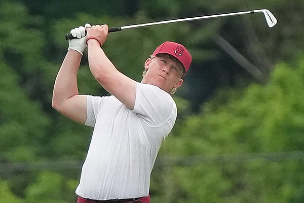 Arkansas golfer Tyson Reeder is shown during NCAA regional play Wednesday, May 19, 2021, in Kingston Springs, Tenn. (Photo courtesy Arkansas Athletics) Arkansas golfer Tyson Reeder is shown during NCAA regional play Wednesday, May 19, 2021, in Kingston Springs, Tenn. (Photo courtesy Arkansas Athletics)