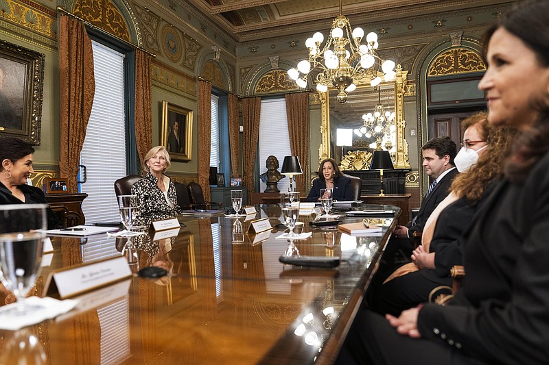 Vice President Kamala Harris meets Wednesday with Guatemalan justice sector leaders in Washington. “Injustice is a root cause of migration,” Harris said.
(AP/Manuel Balce Ceneta)