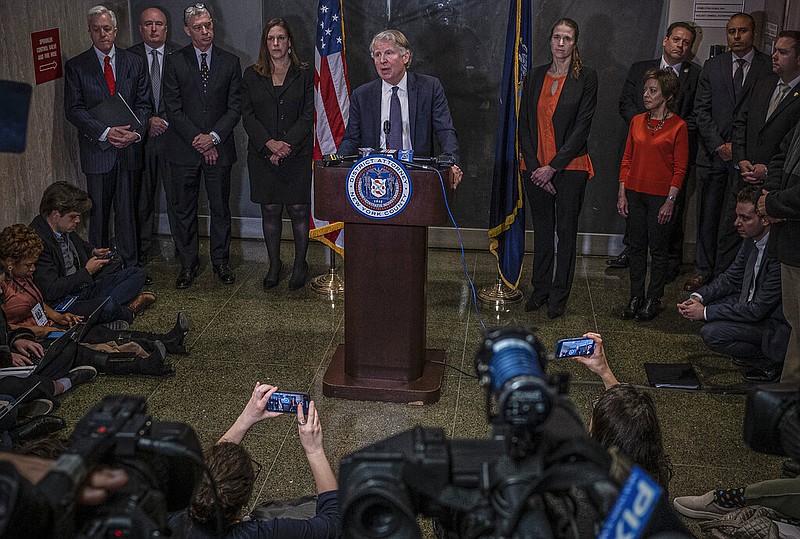 FILE - In this Monday Feb. 24, 2020 file photo, Manhattan District Attorney Cyrus Vance Jr., speaks after a verdict in the Harvey Weinstein rape trial in New York. On June 22, 2021, Democrats will be voting in a party primary for Manhattan’s next district attorney. (AP Photo/Craig Ruttle, File)