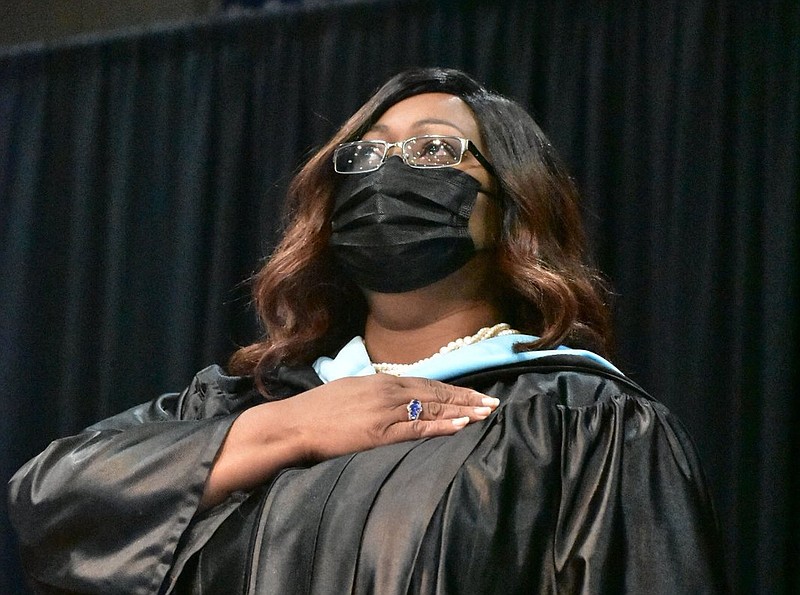 Barbara Warren, pictured during Pine Bluff High School’s graduation ceremony Friday, was appointed to supervise the Pine Bluff School District in 2020 while also serving as Dollarway School District superintendent. 
(Pine Bluff Commercial/I.C. Murrell)