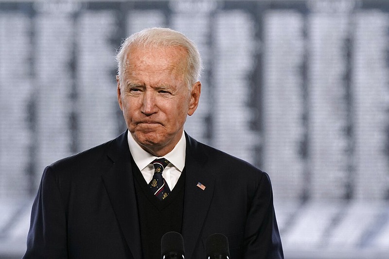 President Joe Biden speaks at a Memorial Day event at Veterans Memorial Park at the Delaware Memorial Bridge in New Castle, Del., on Sunday, May 30, 2021. (AP/Patrick Semansky)