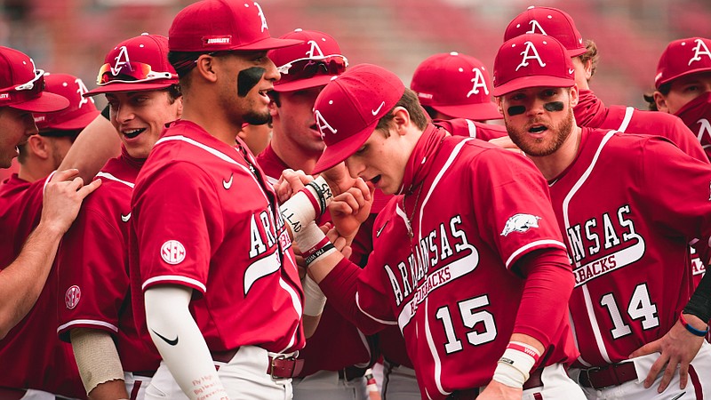The top-ranked Arkansas Razorbacks, who are hosting the NCAA Fayetteville Regional this weekend, will take on New Jersey Institute of Technology (NJIT) at 2 p.m. today. At 7 p.m., Nebraska and Northeastern will square off. Games are scheduled for today, Saturday, Sunday and Monday (if necessary). Photo courtesy of Arkansas Athletics