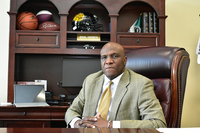 Chris Robinson is shown in his office at the University of Arkansas at Pine Bluff in this March 2021 file photo. (Pine Bluff Commercial/I.C. Murrell)