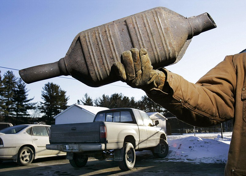 A catalytic converter is seen at Industrial Metal Recycling in Oakland, Maine, in this Jan. 26, 2007, file photo. (AP/Robert F. Bukaty)