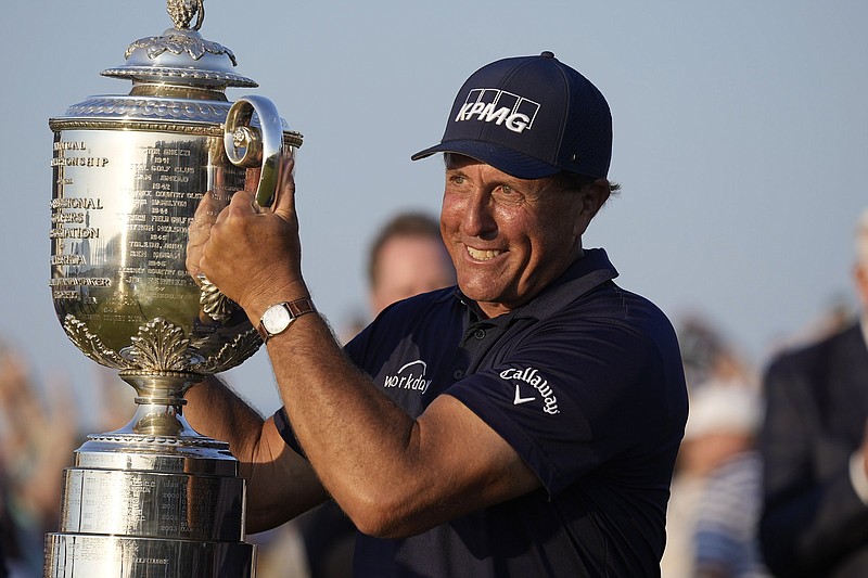 Phil Mickelson, who won the PGA Championship last month, turns 51 just before next week’s U.S. Open and will be a sentimental choice to complete a career Grand Slam at Torrey Pines Golf Course in La Jolla, Calif.
(AP/David J. Phillip)