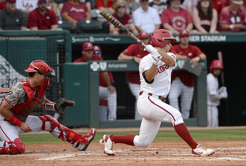 Arkansas takes on North Carolina State at Baum-Walker Stadium in Fayetteville in this Friday, June 11, 2021, file photo. (NWA Democrat-Gazette/Andy Shupe)