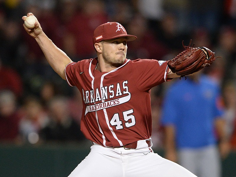 Arkansas senior Kevin Kopps was named first-team All-American by the National Collegiate Baseball Writers Association on Wednesday. He was previously named the SEC pitcher of the year by conference coaches and national player of the year by Collegiate Baseball Newspaper.
(NWA Democrat-Gazette/Andy Shupe)