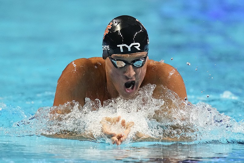 Ryan Lochte, a 12-time Olympic medalist who was looking to qualify for his fifth Olympics, finished seventh in the 200-meter individual medley at the U.S. swimming trials Friday and did not earn a spot on the U.S. team.
(AP/Charlie Niebergall)