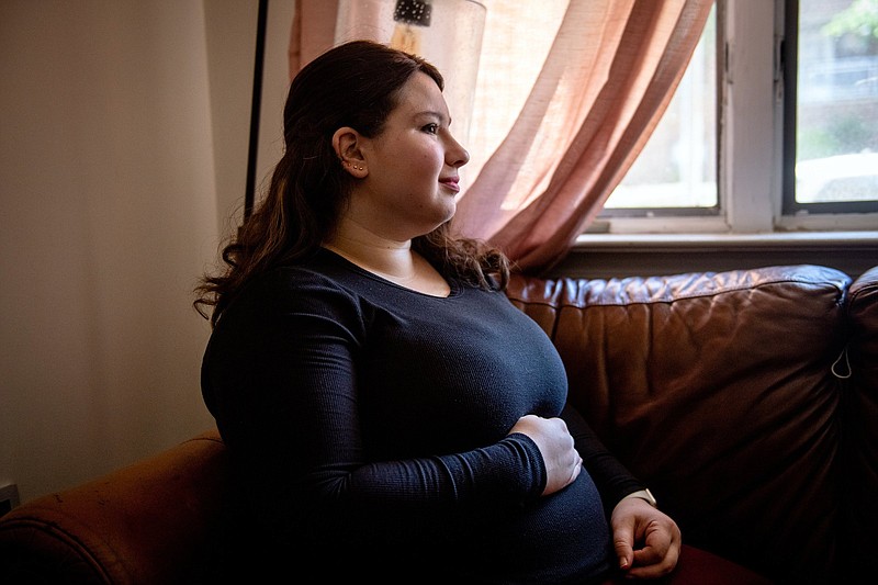 Miriam Leah Zisman, who lives in the Midwood neighborhood of Brooklyn, has opted not to receive the covid-19 vaccine while pregnant.
(The New York Times/Hilary Swift)