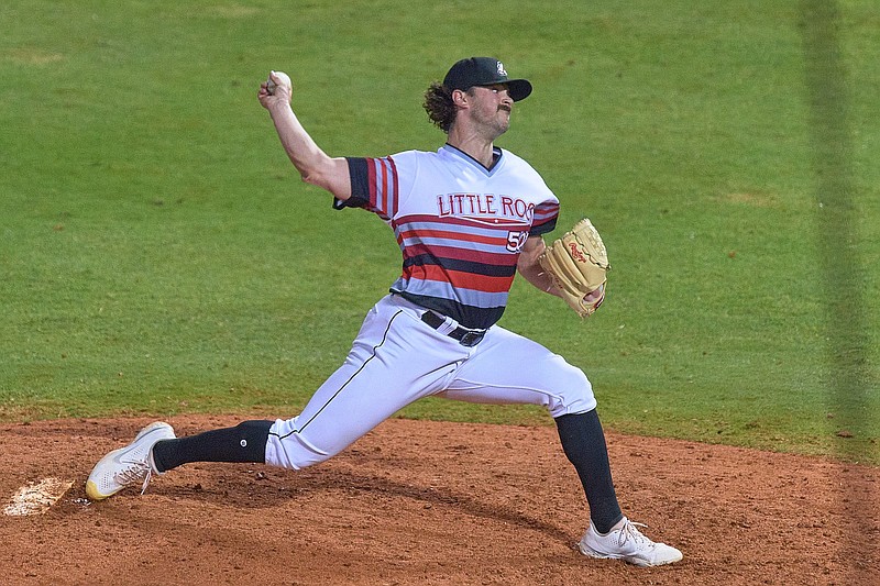 Reliever Darren Gillies (above) and the Arkansas Travelers are scheduled to play 24 games on the road between June 1 and July 6, a grind that Gillies said he’s not a fan of. “I get tired of being in a hotel for that long,” Gillies said.
(Arkansas Travelers/Mark Wagner)