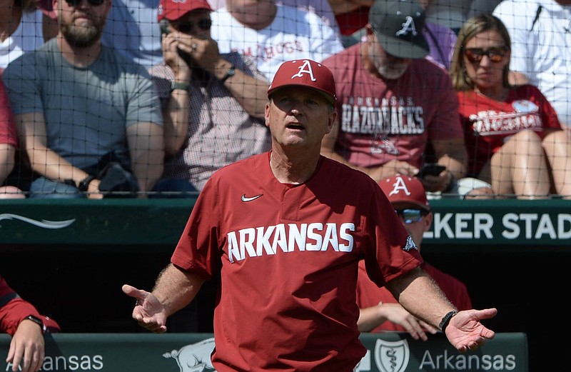 Arkansas baseball Coach Dave Van Horn said sifting through the Razorbacks’ departures, potential departures and arrivals is always difficult, but changes in the Major League Baseball Draft and in player eligibility have made roster planning even more difficult.
(NWA Democrat-Gazette/Andy Shupe)