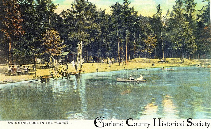 A postcard advertises the swimming pool at Gulpha Gorge. - Photo courtesy of the Garland County Historical Society