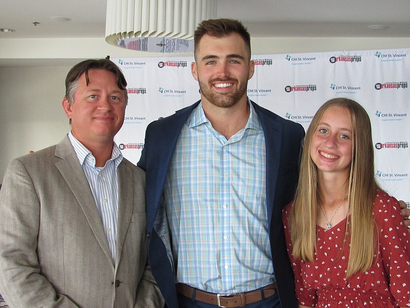 Lance O'Daniel with Jake Fromm and Devyn O'Daniel  on 06/19/21 All-Arkansas Preps VIP reception, Riverview Room, Little Rock Marriott (Arkansas Democrat-Gazette/Kimberly Dishongh)