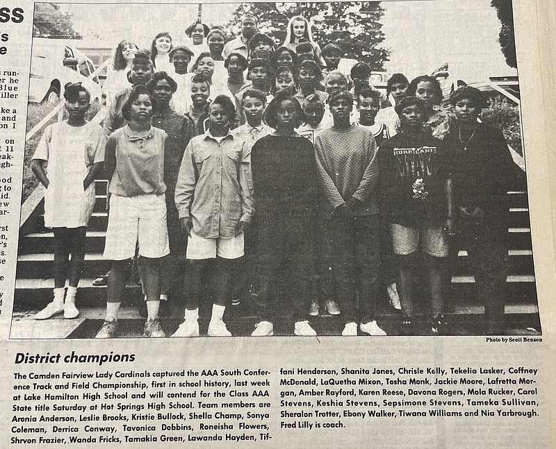 Fred Lilly stands along that back row with members of the Lady Cardinals 7AAA State Championship team in 1993.