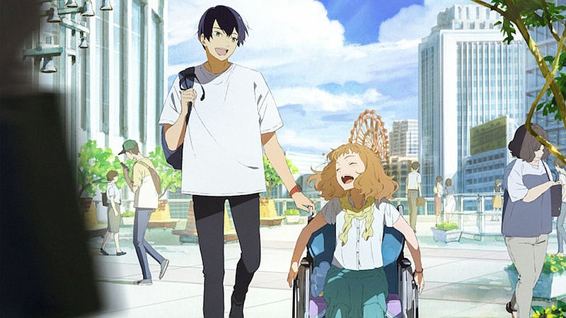 In the anime film “Josee, the Tiger and the Fish,” Tsuneo (voiced in English by Howard Wang), a marine biology student, and wheelchair-bound artist Josee (Suzie Yeung) become something more than friends.