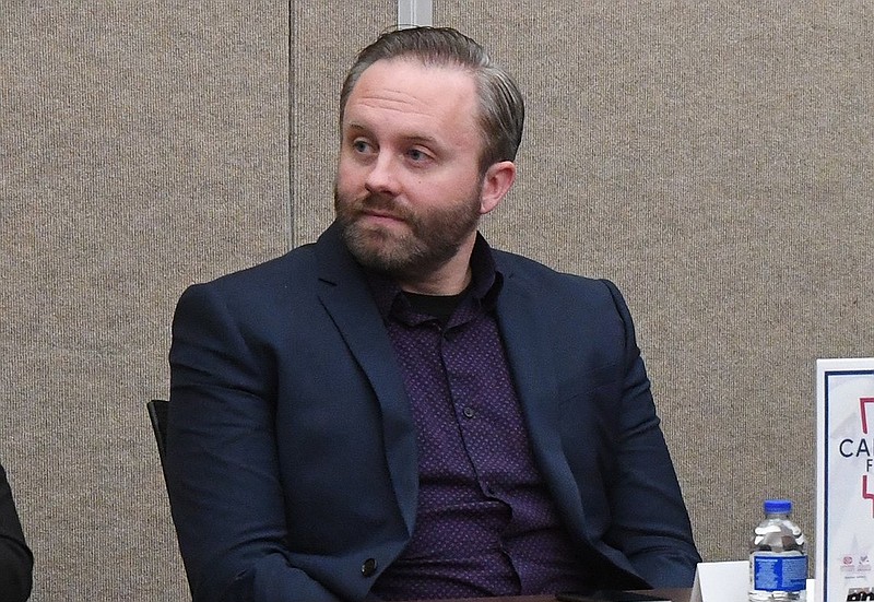 Chris Latimer attends a candidates forum hosted by the Rogers/Lowell Chamber of Commerce at Northwest Arkansas Community College in Bentonville in this Feb. 13, 2020, file photo. (NWA Democrat-Gazette/J.T. Wampler)