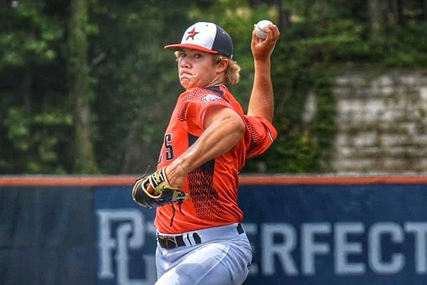Pitcher Gage Wood of Batesville throws during a game Monday, July 12, 2021, in Atlanta. (Photo courtesy Chasity Gould)