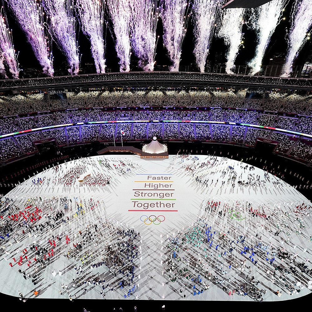 Fireworks herald the start of the Tokyo Olympics on Friday in an occasionally somber and sparsely attended opening ceremony for the games that were postponed for a year and begin under the threat of a covid-19 outbreak. For the next 16 days, with fans barred from attendance, Japanese officials and the International Olympic Committee will conduct what amounts to a carefully monitored, made-for-television event.
(AP/Morry Gash)