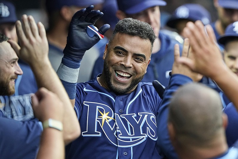 Nelson Cruz homered in his Tampa Bay Rays debut and Joey Wendle hit a go-ahead single in a six-run ninth inning as the Rays beat the Cleveland Indians 10-5 on Friday night. Acquired a day earlier in a four-player trade with Minnesota, Cruz hit his 20th home run, walked and scored twice. 
(AP/Tony Dejak)