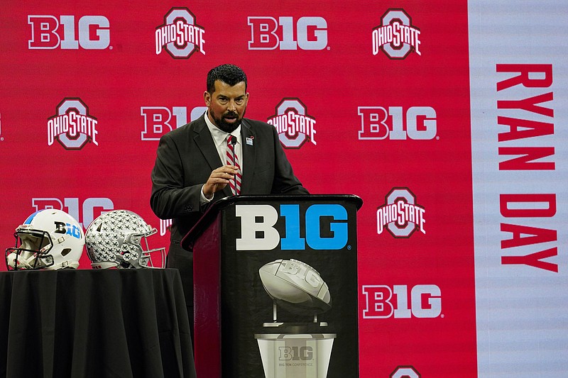 Ohio State Coach Ryan Day is 23-2 in two seasons, with his two losses coming to Clemson and Alabama in the College Football Playoff. The Buckeyes open the season Sept. 2 at Minnesota.
(AP/Michael Conroy)