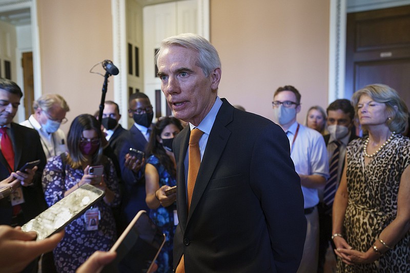 Sen. Rob Portman, R-Ohio, the lead GOP negotiator on the infrastructure talks, speaks to reporters Wednesday in Washington as he discusses progress on a $1 trillion infrastructure plan with Democrats.
(AP/J. Scott Applewhite)