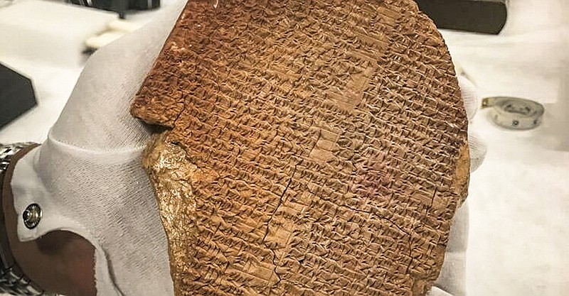 Immigration and Customs Enforcement shows a portion of the Epic of Gilgamesh that was looted from Iraq and sold for $1.6 million to Hobby Lobby for display in the Museum of the Bible.
(AP/Immigration and Customs Enforcement)