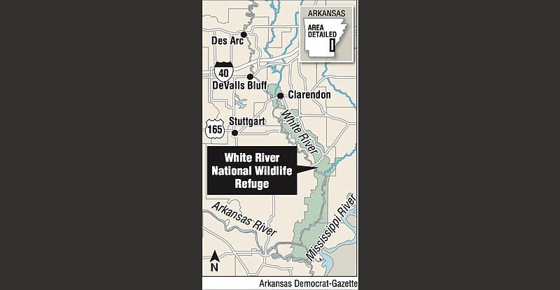 A map showing the location of the White River National Wildlife Refuge