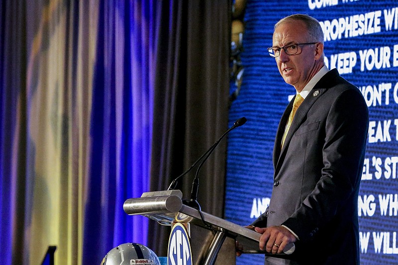 SEC Commissioner Greg Sankey cleared the way for Oklahoma and Texas to join the conference Thursday after a unanimous vote by the league’s presidents.
(AP/Butch Dill)