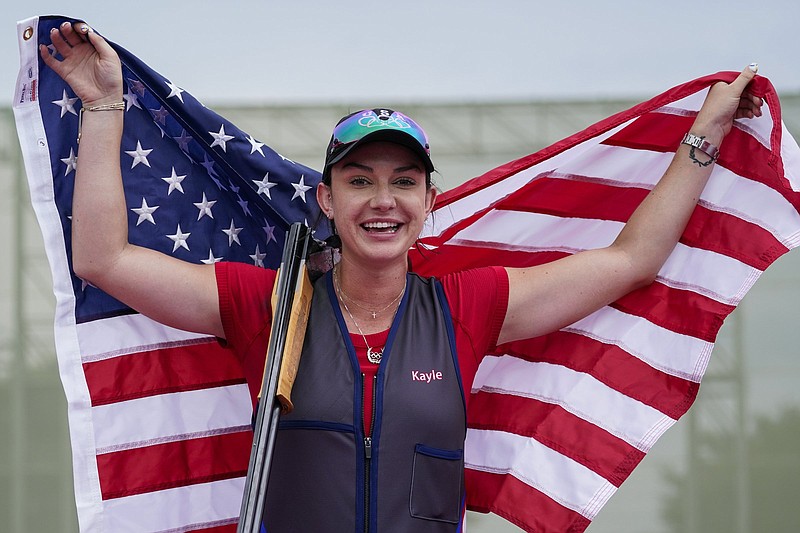 Greenbrier’s Kayle Browning, competing in her first Olympics, won the silver medal in the women’s trap shooting competition Thursday at Asaka Shooting Range in Tokyo. Slovakia’s Rehak Stefecekova took the gold.
(AP/Alex Brandon)