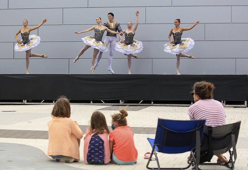 Ballet Arkansas dancers perform Friday May 21, 2021 in North Little Rock's Argenta Plaza.

(Arkansas Democrat-Gazette/Staton Breidenthal)