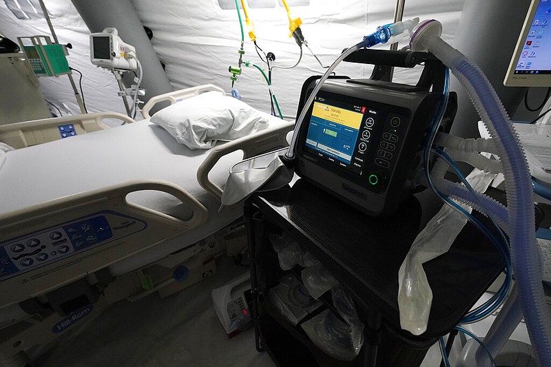 A ventilator is shown next to a hospital's intensive care bed set up for covid-19 patients in this Aug. 17, 2021, file photo. (AP/Rogelio V. Solis)