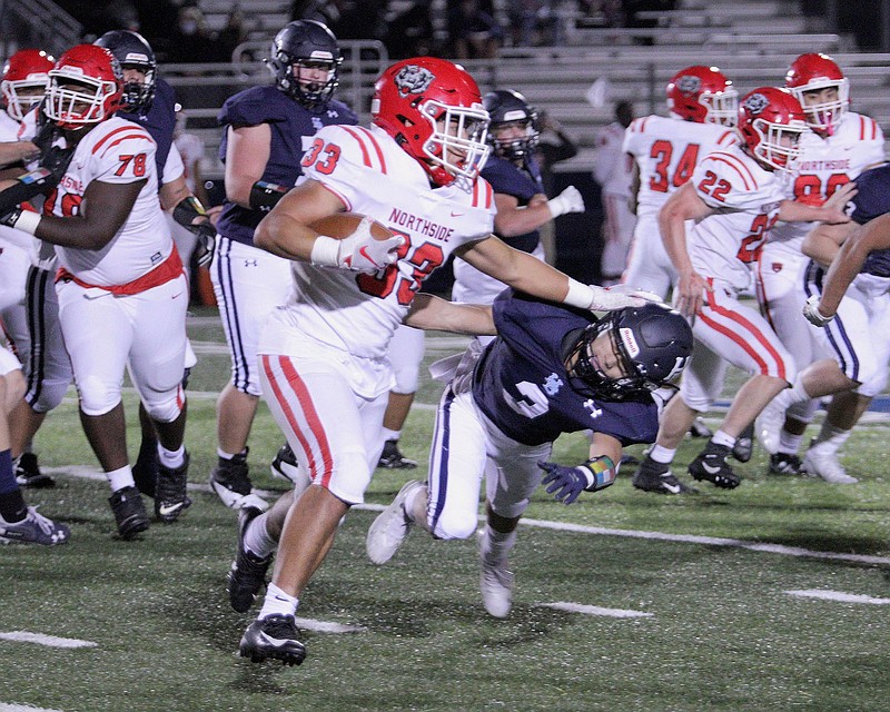 Cam Massey runs the L-Drill during Northside's football combine on