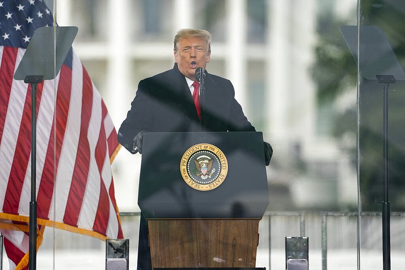 FILE - In this Jan. 6, 2021, file photo President Donald Trump speaks during a rally protesting the electoral college certification of Joe Biden as President in Washington. (AP/Evan Vucci, File)