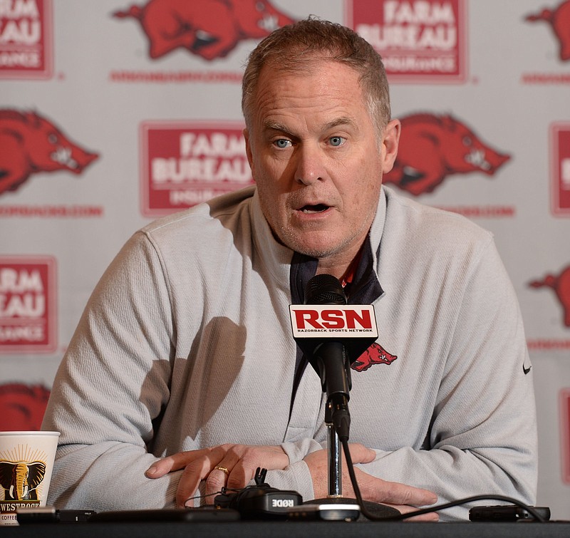 Arkansas Athletic Director Hunter Yurachek said a repeat of the Razorbacks’ 10 SEC championships last year will be difficult, but the conference puts teams in position to compete for bigger prizes. “I truly believe this is the best athletic conference in the country, and it prepares you for those national tournaments, the competition we get on a daily basis,” he said.
(NWA Democrat-Gazette/Andy Shupe)
