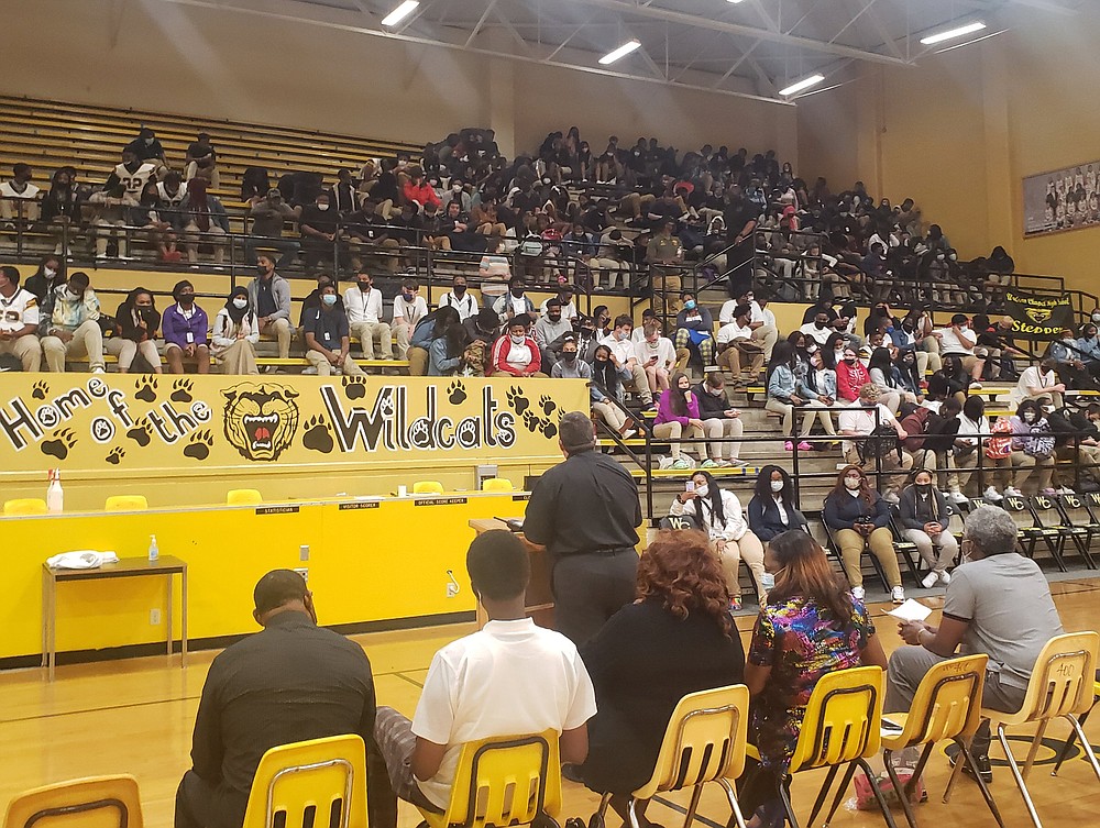 Local clergymen encourage students to adhere to Dr. Martin Luther King’s six principles of nonviolence. (Special to The Commercial)