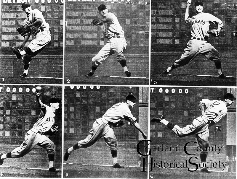 Warneke pitching for the Chicago Cubs in the 1935 World Series. Photo courtesy of Lonnie Luebben.