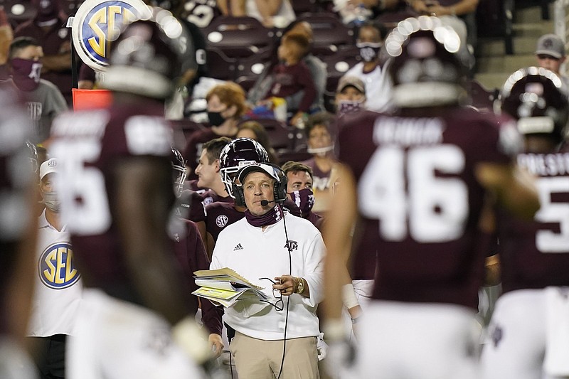 Texas A&M Coach Jimbo Fisher received a raise and contract extension from the school’s board of regents. Before 2031, A&M will owe Fisher $93,450,000 for the next 10 seasons.
(AP/David J. Phillip)