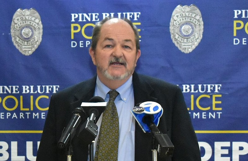 Jefferson County Prosecuting Attorney Kyle Hunter is shown at Pine Bluff Police Department headquarters in this March 1, 2021, file photo. (Pine Bluff Commercial/I.C. Murrell)