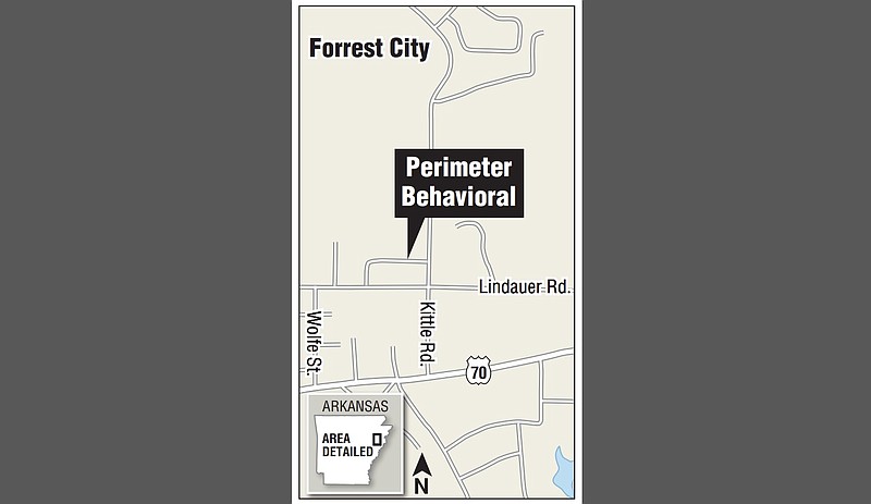 The location of Perimeter Behavioral in Forrest City is shown in this graphic. (Arkansas Democrat-Gazette)