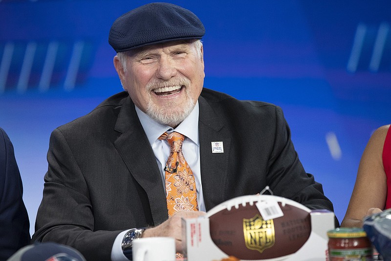 Fox Sports analyst Terry Bradshaw makes an appearance on Fox News show "The Five", Thursday, Oct. 10, 2019, in New York. (AP Photo/Mary Altaffer)