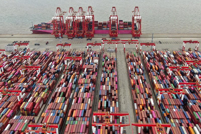The Yangshan container port is seen in an aerial view in Shanghai, China, in this July file photo. China has applied to join an 11-nation Asia-Pacific free trade group in an effort to increase its influence over international policies.
(AP)