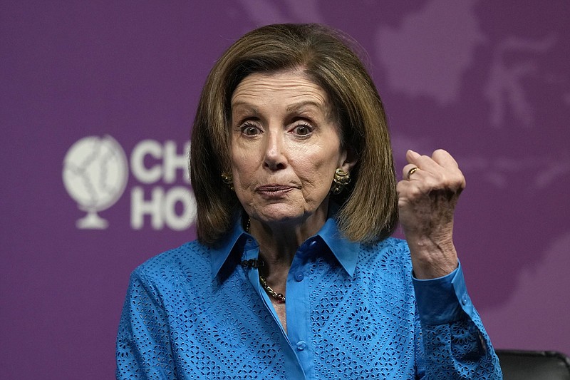 U.S. House Speaker Nancy Pelosi addresses the Royal Institute of International Affairs on Friday in London during her visit to Great Britain.
(AP/Frank Augstein)