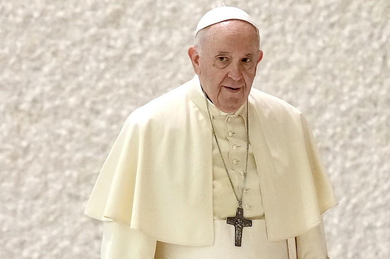 Pope Francis arrives for his weekly general audience earlier this month at the Paul VI Hall at the Vatican.
(AP/Andrew Medichini)