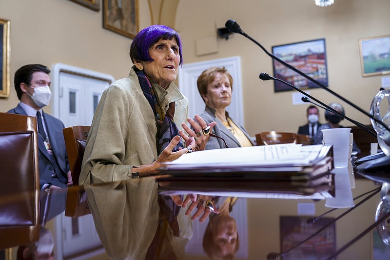 House Appropriations Committee Chair Rosa DeLauro, D-Conn., left, joined by Rep. Kay Granger, R-Texas, the ranking member of Appropriations, appear before the House Rules Committee as they field questions about the politics of the federal debt, at the Capitol in Washington, Tuesday, Sept. 21, 2021. (AP/J. Scott Applewhite)