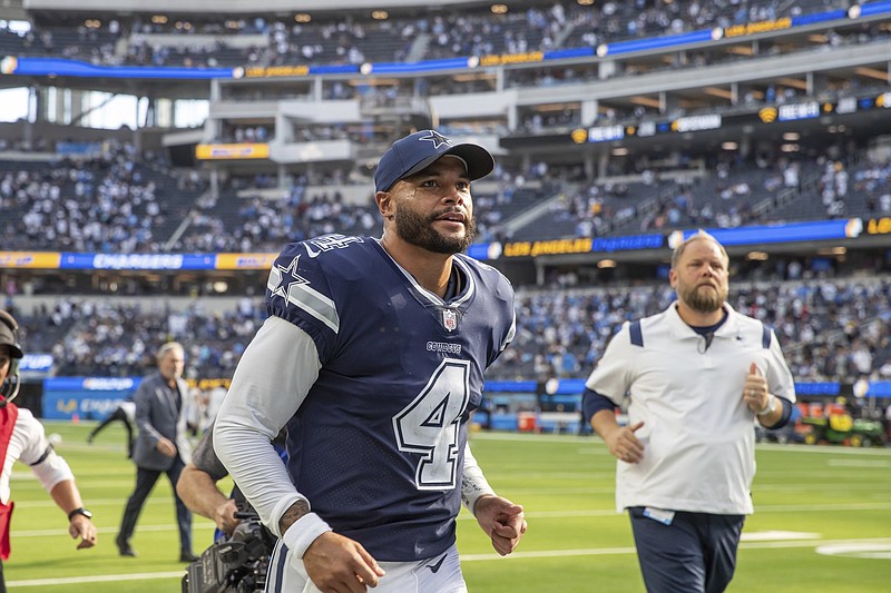 Dallas Cowboys quarterback Dak Prescott will play his first home game Monday night against the Philadelphia Eagles since suffering a season-ending ankle injury last October.
(AP/Jeff Lewis)