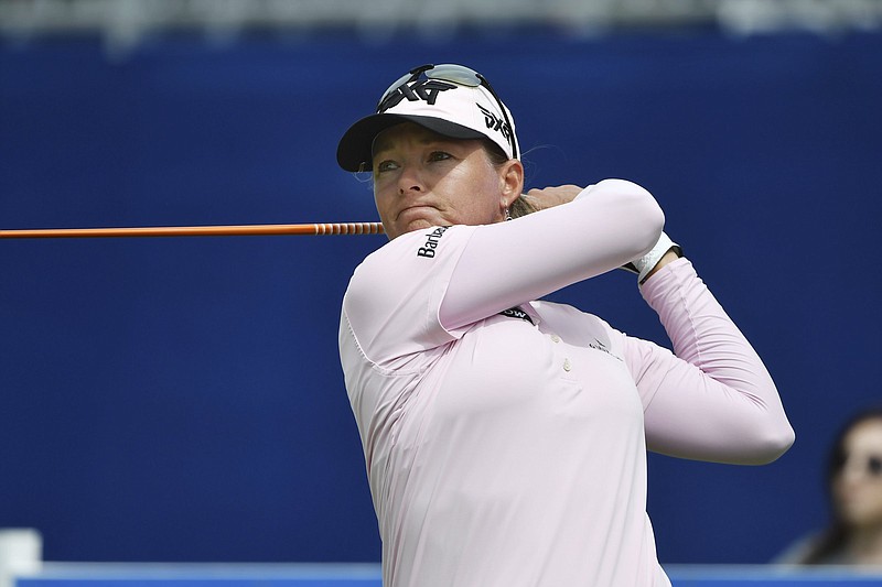 Katherine Kirk (above) is in the lead along with A Lim Kim and Eun-Hi Ji after the first round of the LPGA NW Arkansas Championship on Friday at Pinnacle Country Club in Rogers. Kirk, Kim and Ji each shot 8-under 63s.
(AP/Michael Woods)