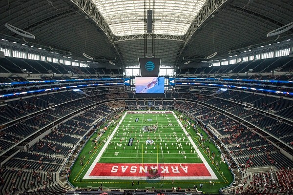 A view of AT&T Stadium on Saturday, Sept. 29, 2018, before the Southwest Classic between Arkansas and Texas A&M in Arlington, Texas.