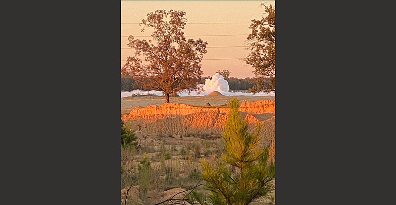 An ammonia pipeline breach in Calhoun County, east of Hampton, sends a plume of the deadly gas into the surrounding countryside.
(Special to The Commercial/Calhoun County Sheriff Vernon Morris)