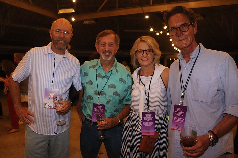 Fred Knight, Ron Maxwell and Connie and Ed Bennett at the Wild Wines at the Zoo VIP party, a benefit held Sept. 17, 2021, at the Little Rock Zoo..(Arkansas Democrat-Gazette -- Helaine R. Williams)