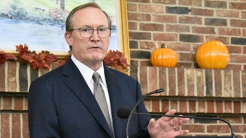 Mac Bellingrath, president of Trinity Village, announces a scholarship program for certified nursing assistants interested in pursing a licensed practical nurse certification at Southeast Arkansas College on Wednesday. 
(Pine Bluff Commercial/I.C. Murrell)